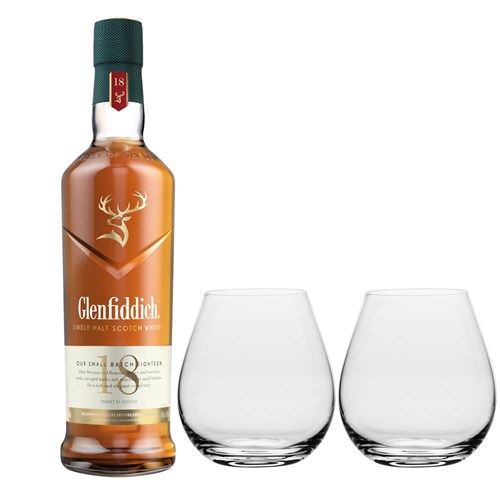 Glenfiddich 18 Year OldSingle Malt Whisky And Crystal Classic Collection Tumblers